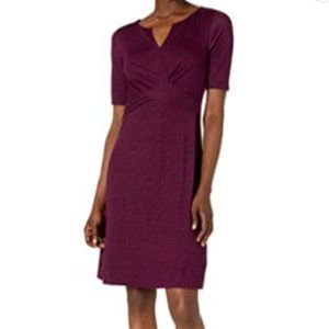 Lark & Ro Twist Front Half Sleeve Split Neck Abstract Floral Soft Dress